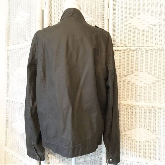 Guess Women’s Utility Bomber Coated Jacket Olive Moto Military Zip Pockets M - Picture 3 of 12